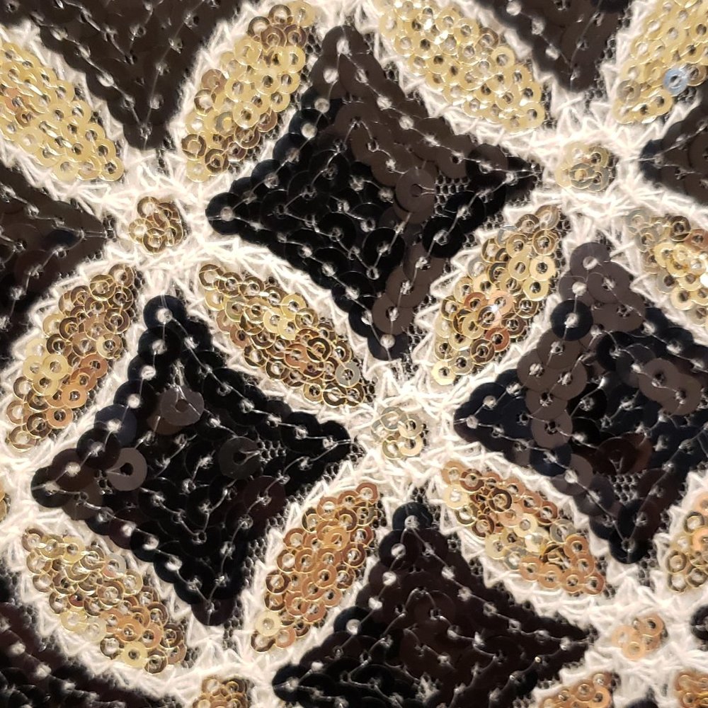 Sexy Gold & Black Sequin Mini Dress with Open Back - Picture 4 of 10